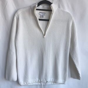 Heine high-quality quarter-zip white sweater